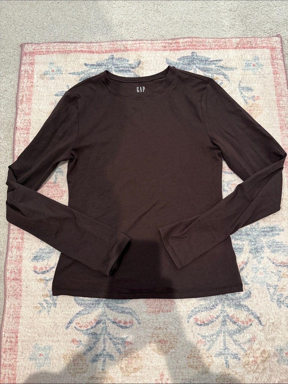 Gap Close Knit cotton long sleeve t shirt in brown